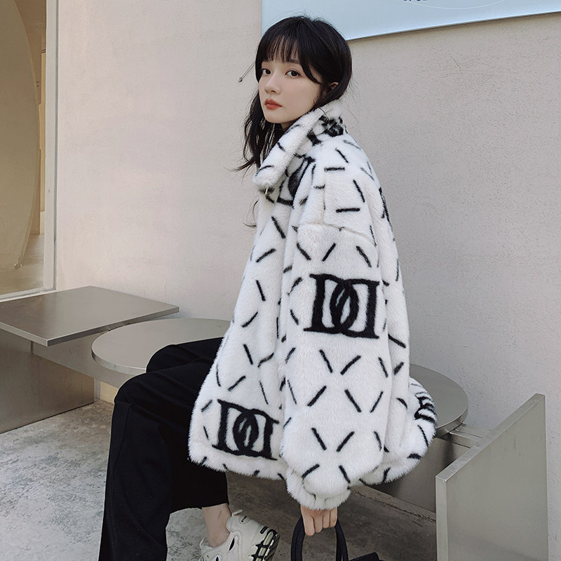 现货主推仿水貂毛皮草时尚款毛绒宽松外套女冬290251P210控298,女装皮草,艾青服饰