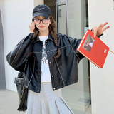 秋季新款现货擦色复古蝙蝠袖皮衣外套1532609P145K198，女装皮衣，艾青服饰