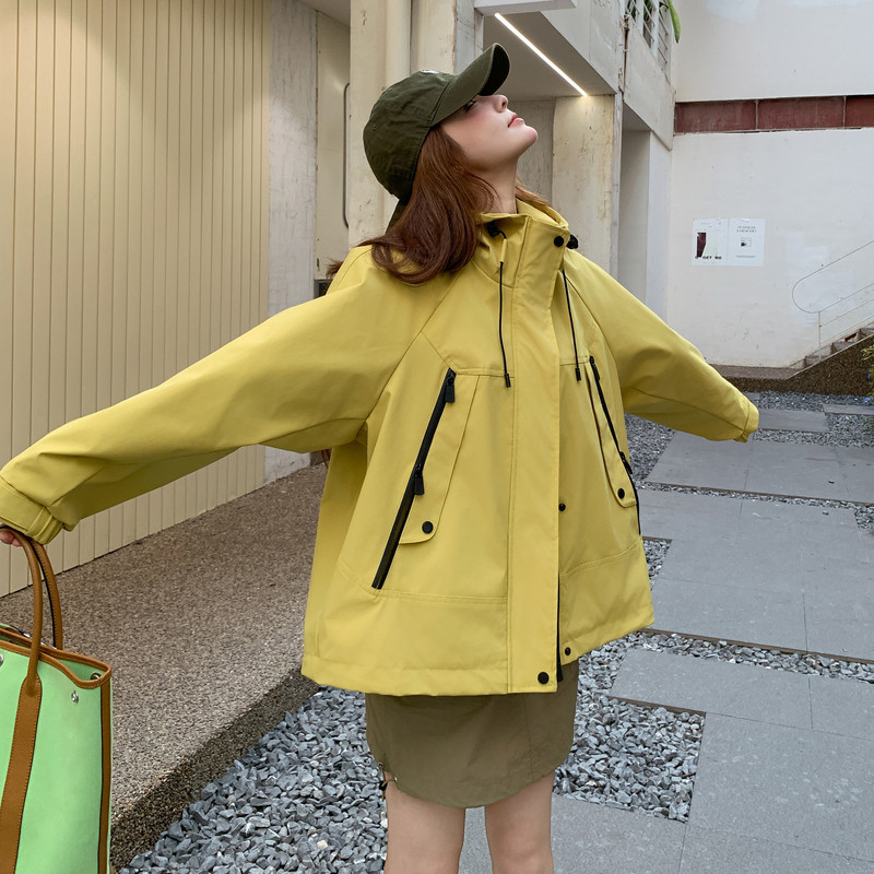 新品现货糖果色连帽冲锋衣1536621P160K238,女装短外套,艾青服饰