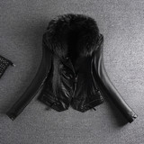 秋水洗小皮衣女立领修身短款机车PU皮夹克女士外套8212571P145，女装皮衣，艾青服饰