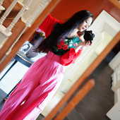 暮春花园 红色手打绣花宽松衫 此岸歌声 原创设计店