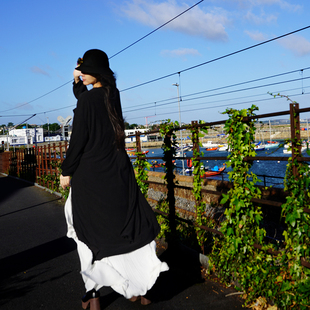 此岸歌声*黑色软绵绵的多穿中长款风衣  岛屿静默（售完即止）