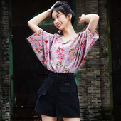 原创设计店 五折 粉色花枝小衫 回馈 枕草子 此岸歌声