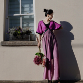 加长版 夏初长 紫红紫粉改良汉服裙 此岸歌声