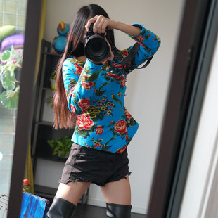 此岸歌声*松石蓝孔雀牡丹小棉衣 天真…蓝