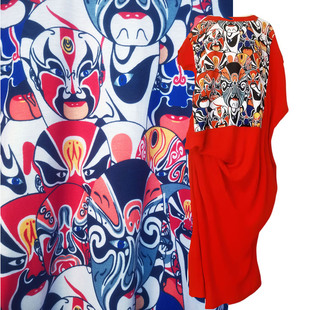 23件 此岸歌声 –L码 红色暗凤凰纹戏曲脸谱设计师小袍子