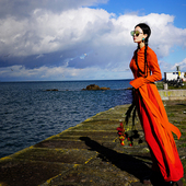 此岸歌声 残酷与温柔 上衣 原创设计店 橘色长开衩裙式