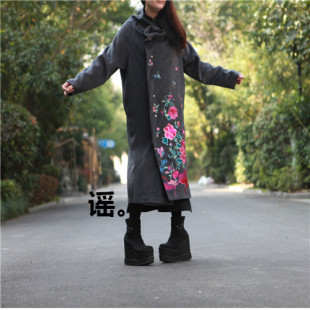 即将下架 此岸歌声 霜飞染蝶衣 假黑色羊绒大衣 原创设计店