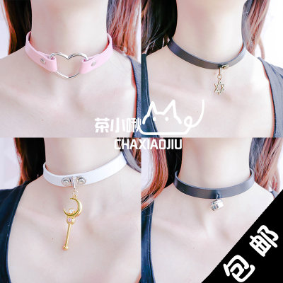 爱心项圈哥特萝莉朋克脖环吊坠女