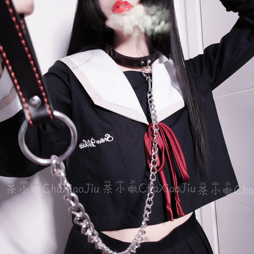 茶小啾项圈脖环饰品项链颈带cos爱心牵引绳女仆牵引链朋克PU项圈 - 封面