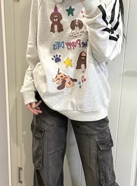 Ruibbit水洗牛仔黑色长裤美式女休闲直筒春秋ins口袋工装裤