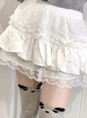 Ruibbit原创纯白色蛋糕蕾丝花边蓬蓬短裙可爱日系纯欲百搭女甜美