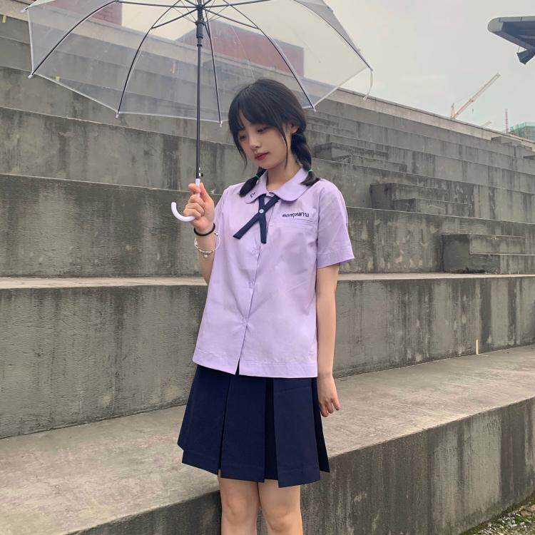 RUIBBIT ORIGINAL HOMEMADE ROSE PRIVATE THAI UNIFORM SHIRT COLLEGE SENSE EXCELLENT CAMPUS SUMMER GIRL