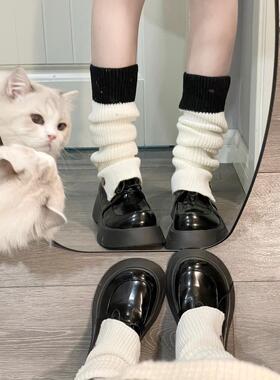 Ruibbit搭配拼接袜套撞色jk制服少女Y2K堆堆袜针织白色辣妹亚文化