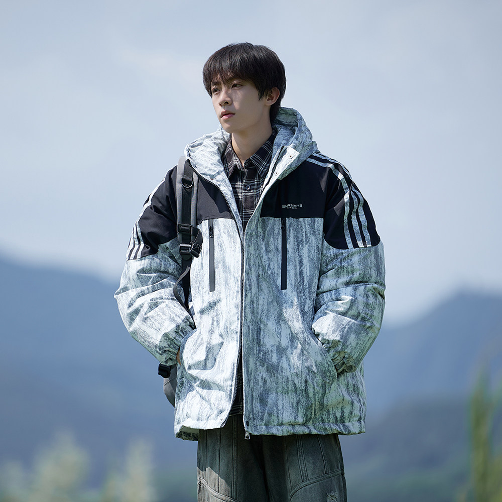 加厚外套棉袄冬款连帽流行棉服男拼色炸街棉衣6678P118控168,男装棉衣,电商A029A