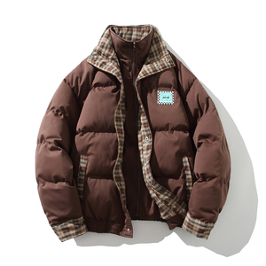 白底港风双层领棉服休闲外套棉袄男宽松加厚棉衣 6668 P120控178,男装棉衣,电商A029A