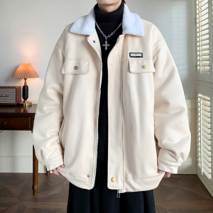 冬休闲棉服纯色日系复古羊羔毛加厚外套港风棉衣  2903 P88控128图片