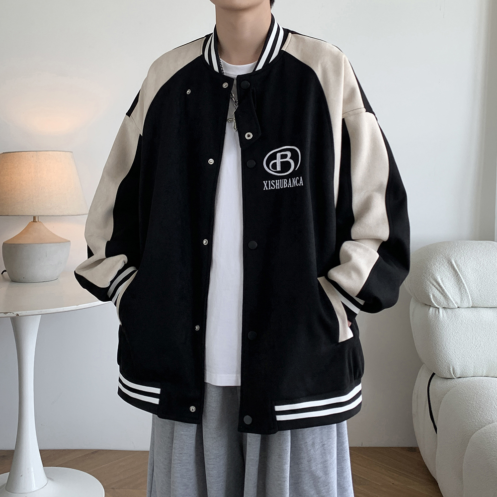 大码港风宽松休闲拼接棒球服夹克少年感百搭外套男2869P88控118，男装夹克，电商A029A