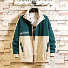 Autumn and Winter Youth standing collar jacket casual jacket fashionable men's printed jacket with clapping brick