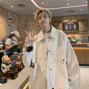 新款日系皮衣外套机车服男潮牌大码休闲夹克外景 2861 P85控118图片
