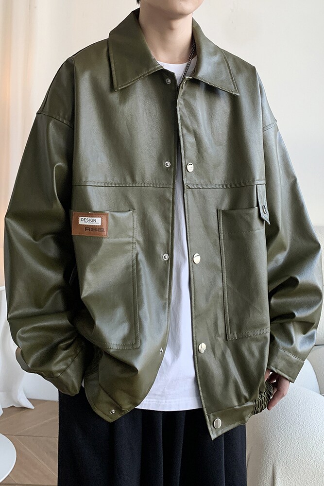 新款日系皮衣外套纯色机车服男潮牌大码休闲夹克2861P85控118,男装夹克,电商A029A