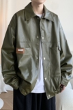 新款日系皮衣外套纯色机车服男潮牌大码休闲夹克2861P85控118，男装夹克，电商A029A