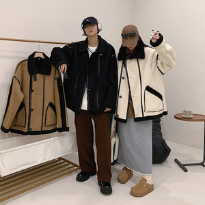 情侣款大码外套冬装羊羔毛棉服男女加绒加厚棉衣 2701  P115控158图片