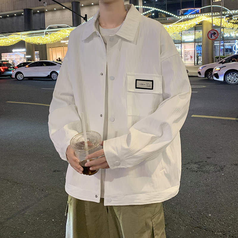 外景潮牌日系翻领夹克港风纯色大码棒球服外套男款2895P75控108,男装夹克,电商A029A