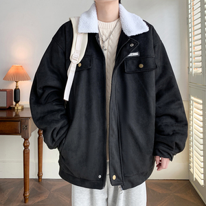 冬休闲棉服纯色日系复古羊羔毛加厚外套港风棉衣2903P88控128