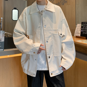 新款机车服男潮牌日系皮衣外套大码休闲夹克外景 2861 P78控118图片