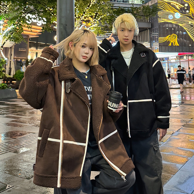情侣款宽松外套冬装羊羔毛棉服男女潮牌加厚棉衣2906P118控168，男装棉衣，电商A029A