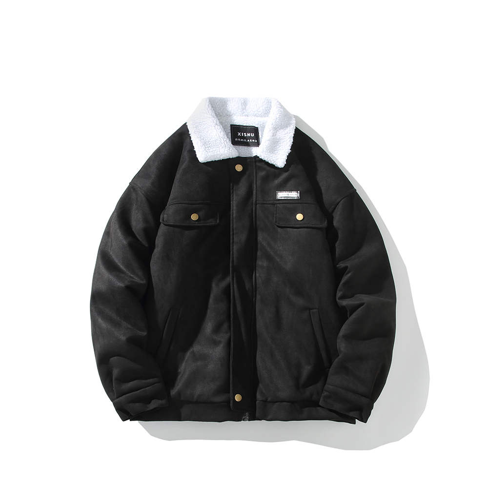 白底平铺休闲棉服冬羊羔绒翻领加厚外套工装棉衣2903P88控128，男装棉衣，电商A029A
