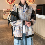 片港风秋新款皮衣外套风男宽松原创花夹克6656P88控128，男装夹克，电商A029A
