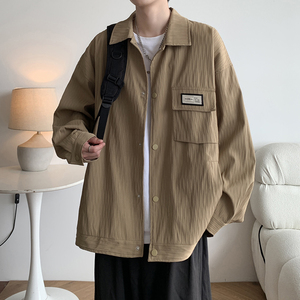 大码纯色男款棒球服翻领青年日系夹克港风百搭外套 2895 P75控108图片