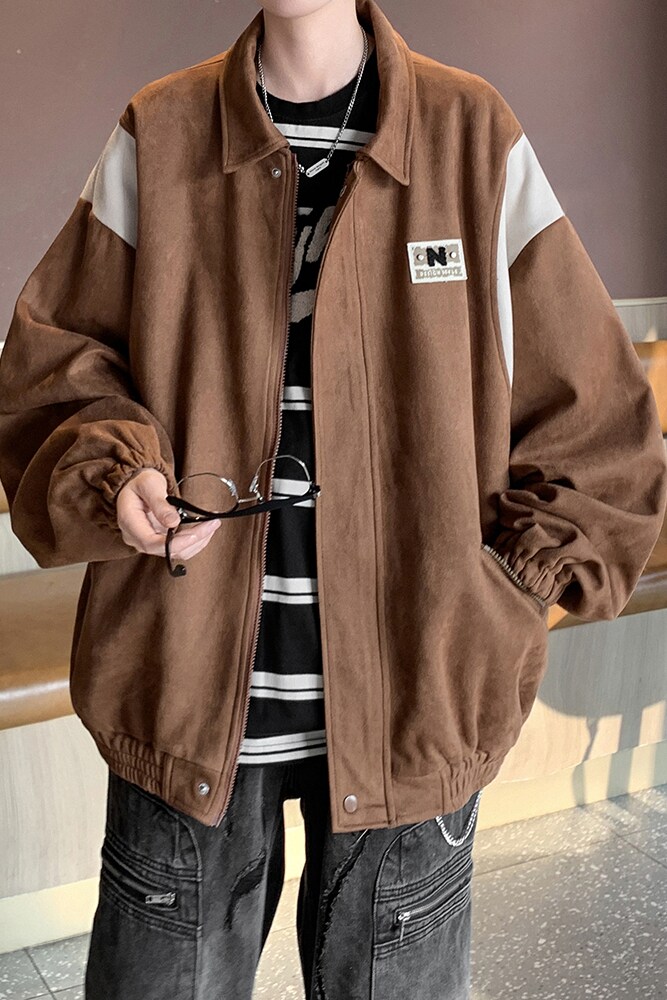 港风秋季新款大码休闲棒球服夹克翻领青年外套男6631P88控118,男装夹克,电商A029A