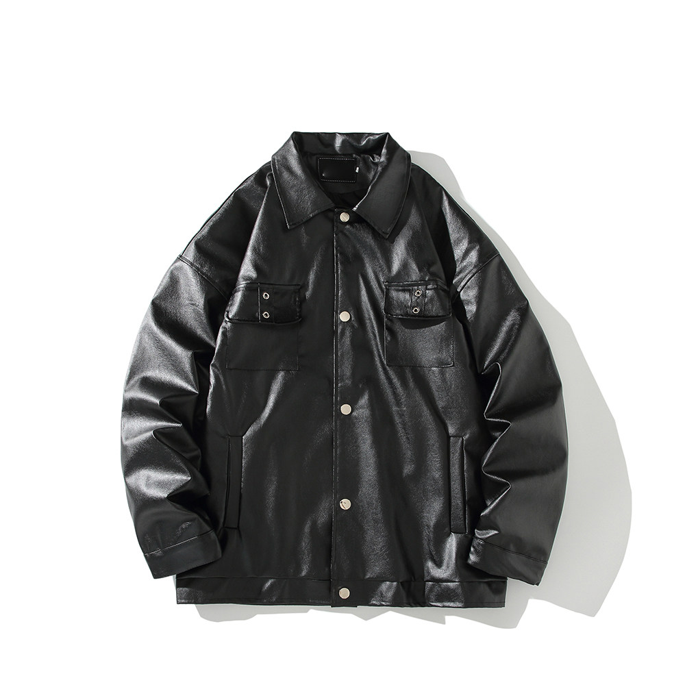港风休闲皮衣外套男宽松百搭机车服设计感夹克外景2868P78控118,男装夹克,电商A029A