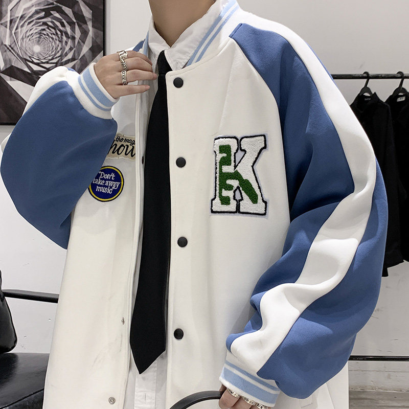 春秋港风宽松棒球服潮男大码休闲夹克纯色外套2259P70控88,男装夹克,电商A029A