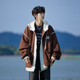 相机片秋季休闲连帽外套假两件刺绣潮男大码夹克6628P98控138，男装夹克，电商A029A