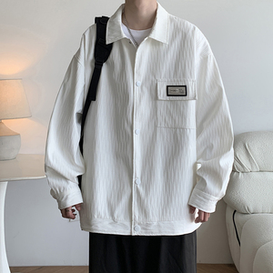 大码纯色男款棒球服翻领青年日系夹克港风百搭外套 2895 P75控108图片
