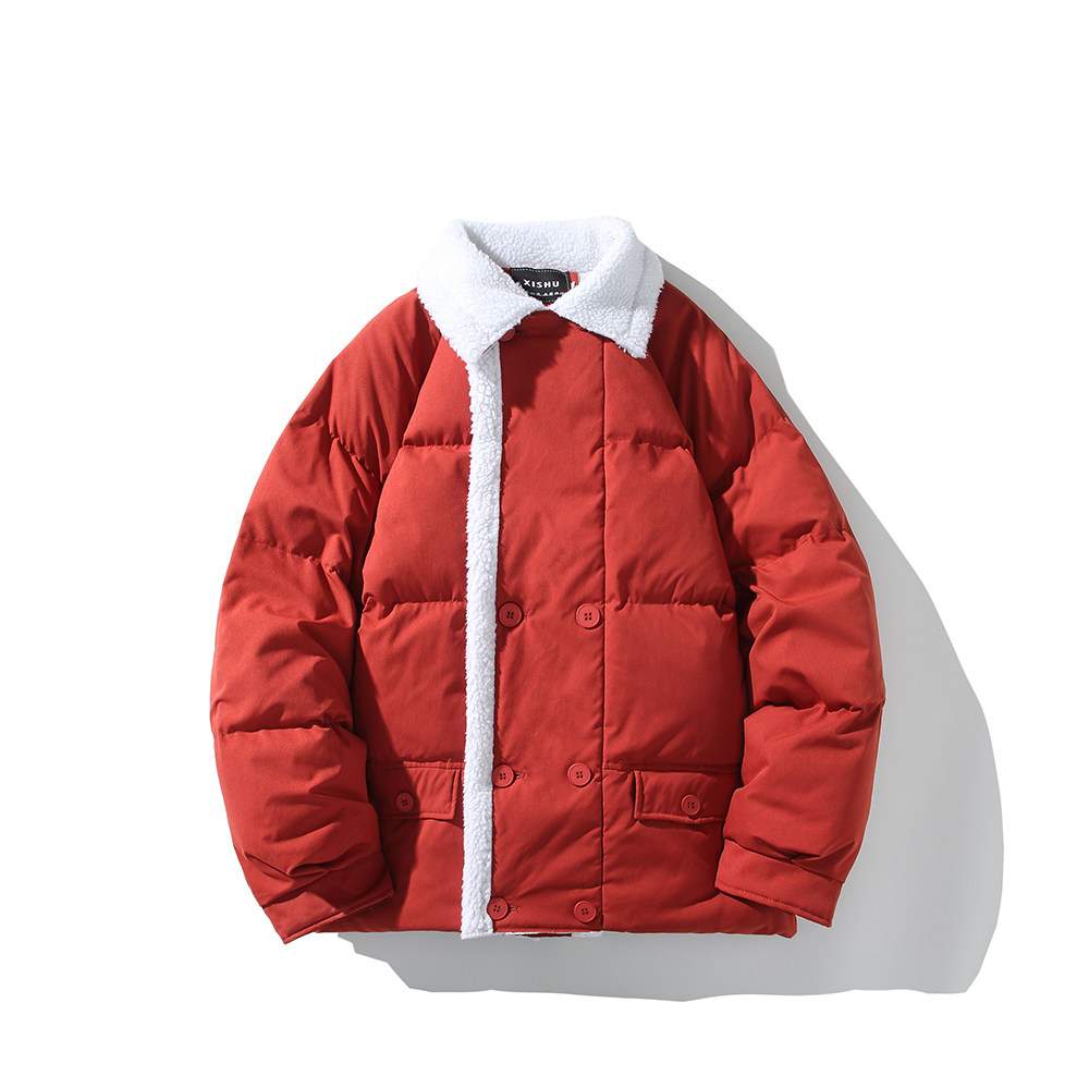 大码休闲棉服冬季羊羔绒翻领保暖外套男纯色棉衣2911P105控148,男装棉衣,电商A029A
