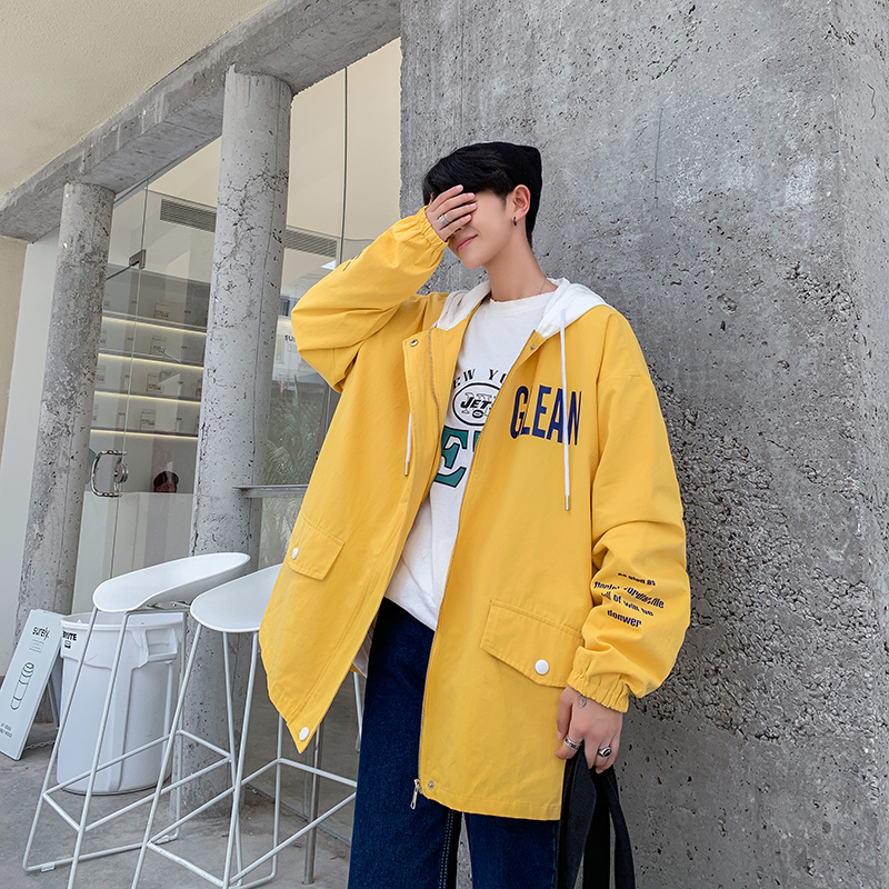 Harbour Windy Coat, Hat and Leisure Student Jacket, Chao Men's Large Printed Jacket, 2019