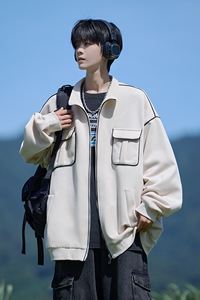 胖胖哥明线撞色外套男款秋季酷飒休闲百搭棒球服大码宽松飞行夹克图片