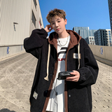 大码撞色连帽外套假两件青年男休闲夹克港风外景6635P98控138，男装夹克，电商A029A