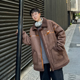 港风外套冬装宽松羊羔毛棉服男加厚皮毛一体棉衣2905P118控168，男装棉衣，电商A029A