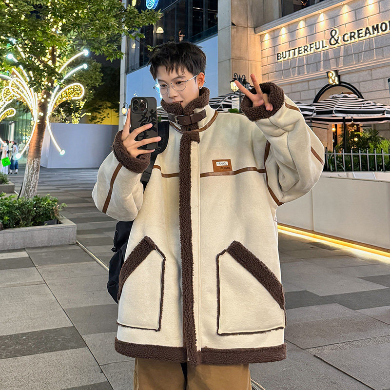 港风外套冬装宽松羊羔毛棉服潮男加厚棉衣A029A2905P118控168,男装棉衣,电商A029A
