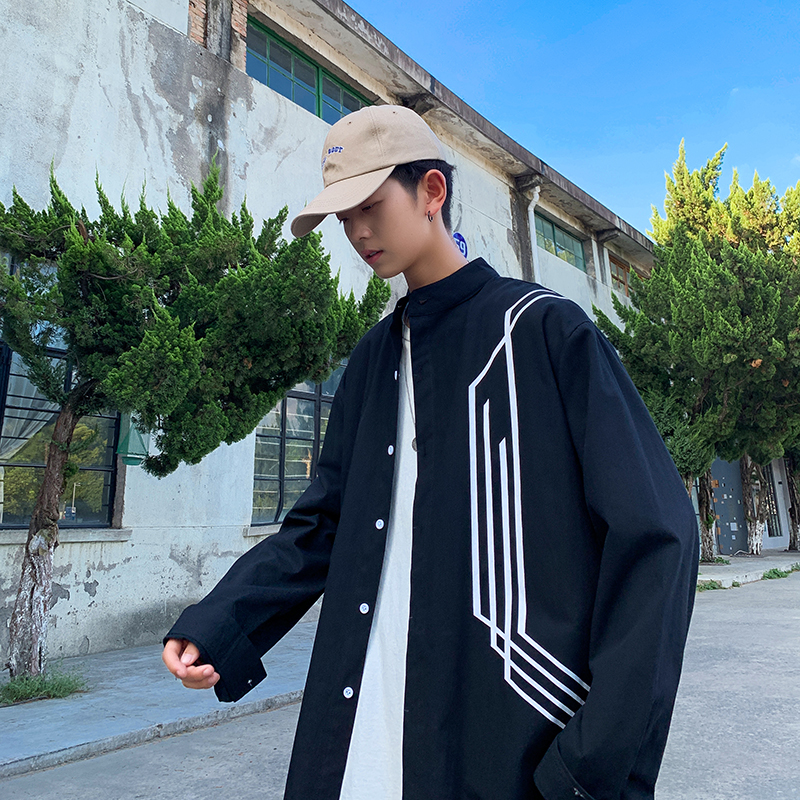 Spring casual shirt loose size student Hong Kong fashion men's long sleeve shirt