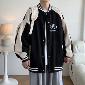 大码港风宽松休闲拼接棒球服夹克少年感百搭外套男 2869 P88控118图片