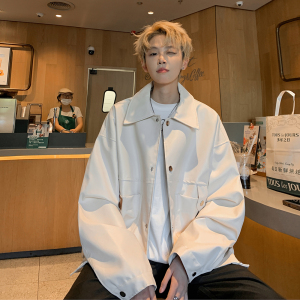 新款日系皮衣外套男潮牌大码机车服休闲夹克外景 2861 P85控118图片