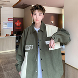 新款撞色拼接灯芯绒休闲夹克潮男休闲外套港风外景6629P68控98，男装夹克，电商A029A