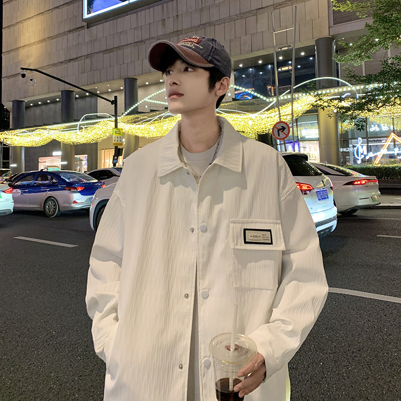 外景潮牌日系翻领夹克港风纯色大码棒球服外套男款2895P75控108,男装夹克,电商A029A